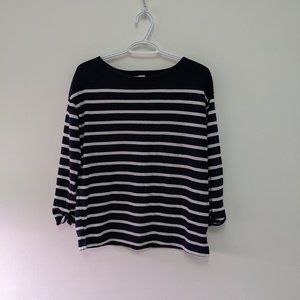 Old Navy Blue White Striped Terry Shirt Soft Casual Relaxed